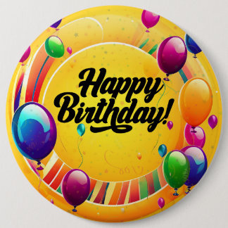 Bóton Redondo 15.24cm Feliz Aniversário Vibrante