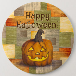 Bóton Redondo 15.24cm Feliz Halloween Jack O' Lanterna Pumpkin