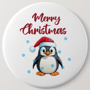 Bóton Redondo 15.24cm "Feliz Natal" Com Pinguim Bonito