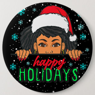 Bóton Redondo 15.24cm Feliz Natal melanina Natal Negra Magia