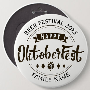 Bóton Redondo 15.24cm Feliz Octoberfest Moderna Typografia Modelo 4