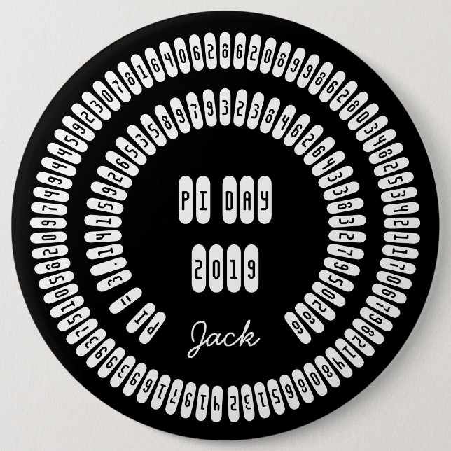 Bóton Redondo 15.24cm Feliz Pi Day 2019 - Dígitos Matemáticos 3.14 (Frente)