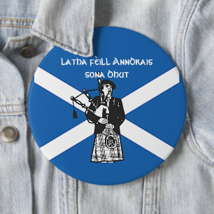 Bóton Redondo 15.24cm Feliz Rua Andrews Day Flag Bagpiper Crachá Coloss