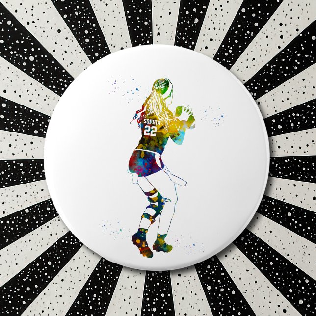 Bóton Redondo 15.24cm Female Flag Football Player (Criador carregado)