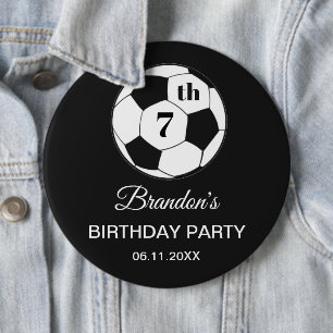 Bóton Redondo 15.24cm Festa de Aniversário de 7 anos Futebol Preto Menin