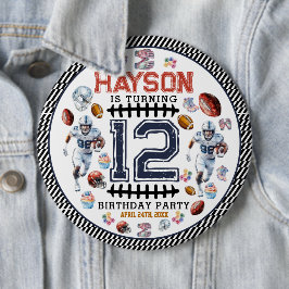 Bóton Redondo 15.24cm Festa de aniversário de futebol masculino