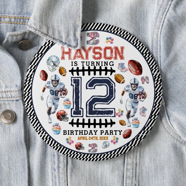 Bóton Redondo 15.24cm Festa de aniversário de futebol masculino (In Situ)