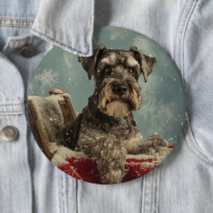 Bóton Redondo 15.24cm Festa de Natal do Cão Schnauzer