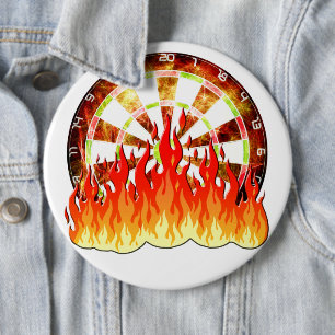Bóton Redondo 15.24cm Fiery Dartboard Flames Art Design