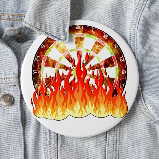 Bóton Redondo 15.24cm Fiery Dartboard Flames Art Design (In Situ)
