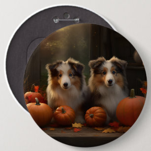 Bóton Redondo 15.24cm Filhote de Collie Áspero Delícia de Outono Abóbora