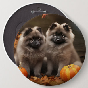 Bóton Redondo 15.24cm Filhote de Keeshond Outono Prazer Abóbora