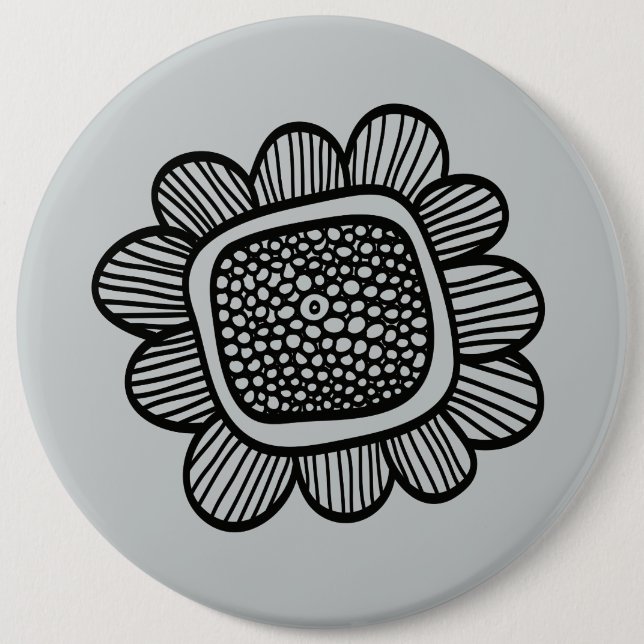 Bóton Redondo 15.24cm Flor do Doodle (Frente)