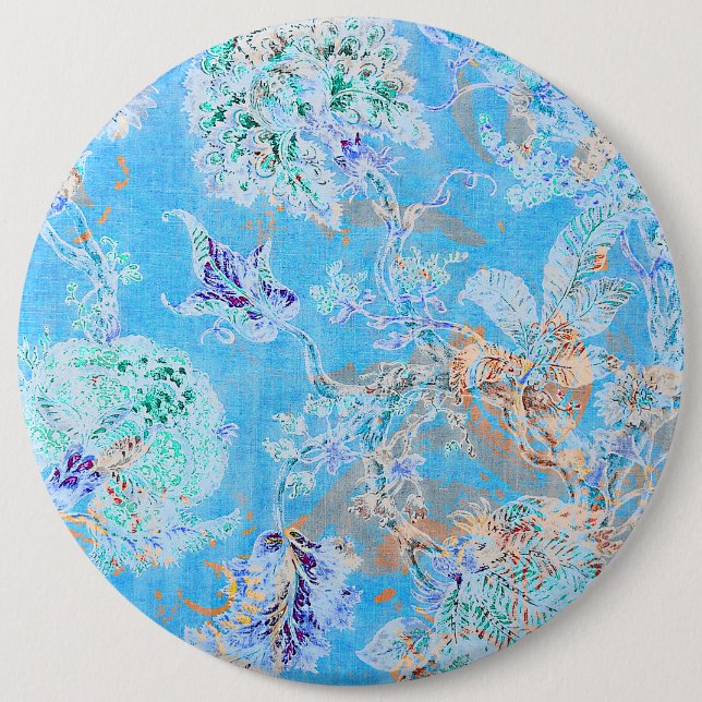 Bóton Redondo 15.24cm Floral pastel azul fofo (Frente)