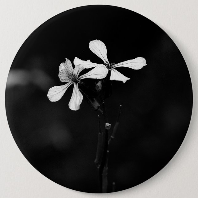 Bóton Redondo 15.24cm floral preto e branco mínimo (Frente)