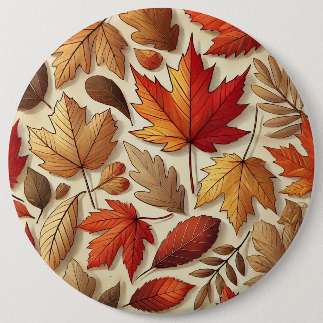 Bóton Redondo 15.24cm Folhas clássicas do outono (Frente)
