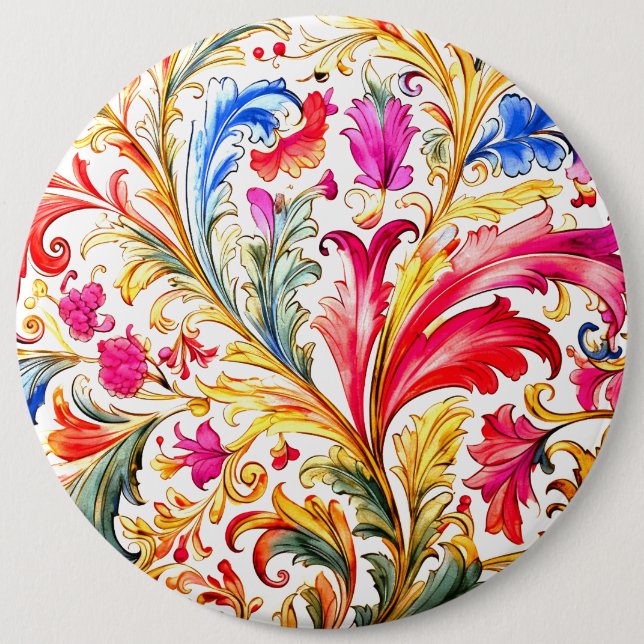 Bóton Redondo 15.24cm Folhas de Design Florentine de rico (Frente)