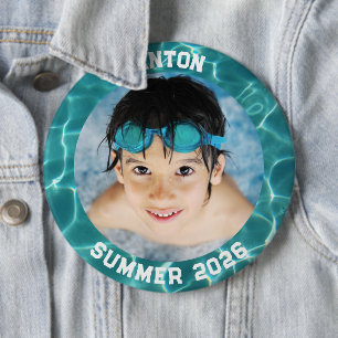 Bóton Redondo 15.24cm Foto Esportiva Quadro de Piscina Verde Água