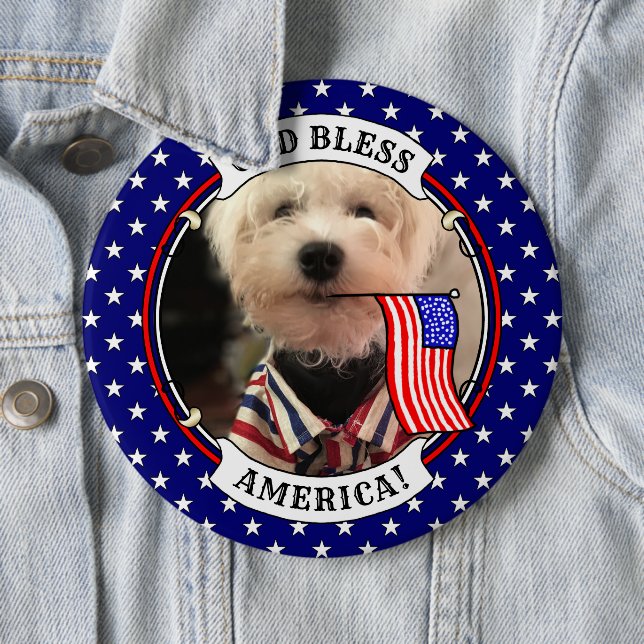 Bóton Redondo 15.24cm Foto personalizada Quadro EUA Bandeira Americana D (In Situ)
