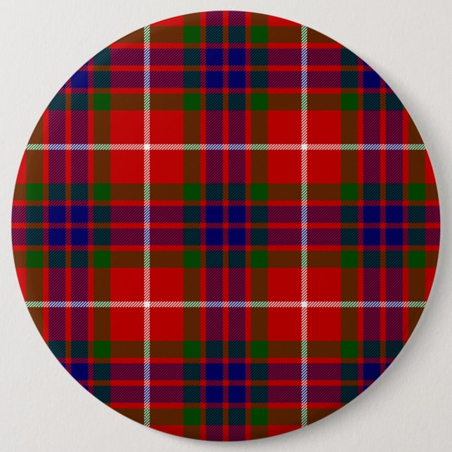 Bóton Redondo 15.24cm Fraser tartan vermelha, xadrez púrpura azul (Frente)