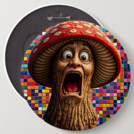 Bóton Redondo 15.24cm Funny screaming mushroom man pin back