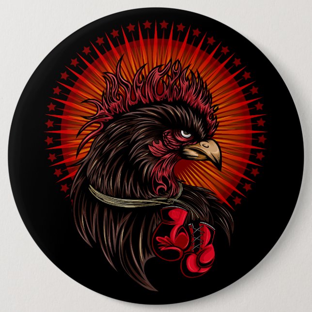 Bóton Redondo 15.24cm Galo de Boxing (Frente)
