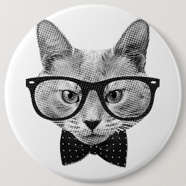 Bóton Redondo 15.24cm Gato do hipster do vintage