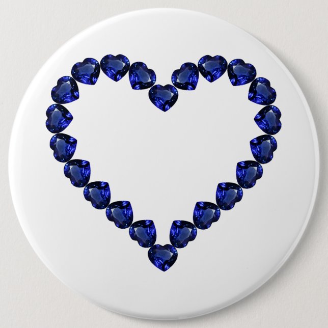 Bóton Redondo 15.24cm Gemstone Sapphire Blue Heart (Frente)