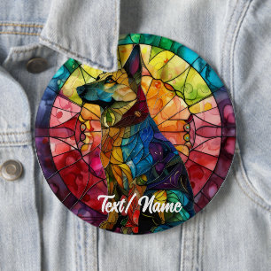 Bóton Redondo 15.24cm German shepherd Pet Dog Stain Glass Pin