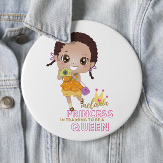 Bóton Redondo 15.24cm Girls MELANIN Princess Em Formação Para Ser Rainha