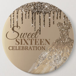 Bóton Redondo 15.24cm Glamor Glamor Glittery Dourado Drips Doce 16 Anive