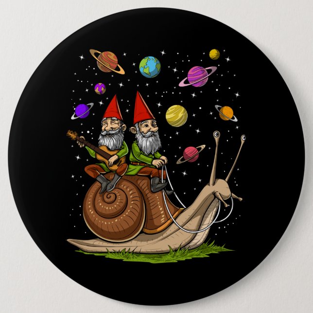 Bóton Redondo 15.24cm Gnomos Riding Snail (Frente)