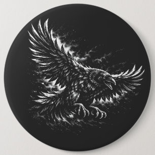 Bóton Redondo 15.24cm Gothic Raven – por BurnsInHell