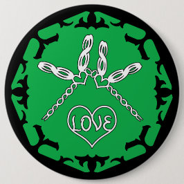 Bóton Redondo 15.24cm Green Heart Chakra "Love" Dragonfly Design