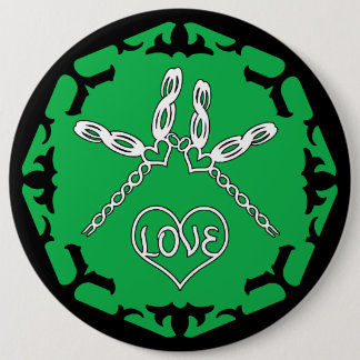Bóton Redondo 15.24cm Green Heart Chakra "Love" Dragonfly Design