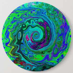 Bóton Redondo 15.24cm Groovy Abstrato com espiral verde e azul