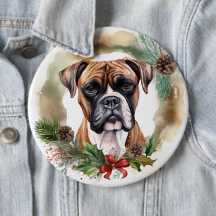 Bóton Redondo 15.24cm Guirlanda de Natal do Boxer Pupila Festiva