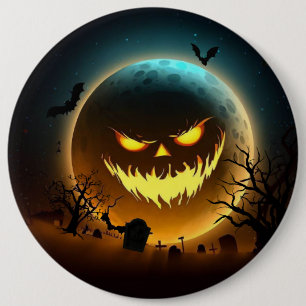 Bóton Redondo 15.24cm Halloween/abóbora/lua/queda