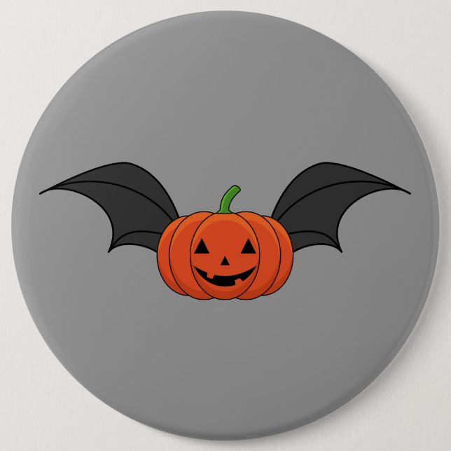Bóton Redondo 15.24cm Halloween Pumpkin Bat (Frente)