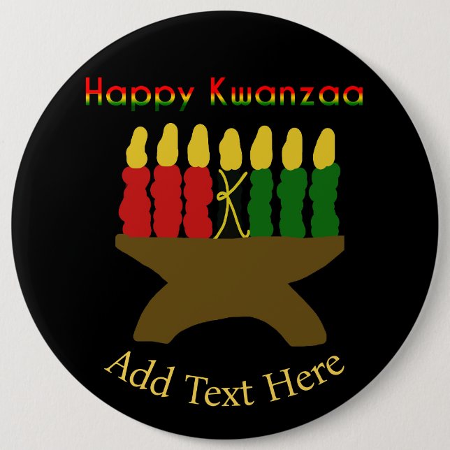 Bóton Redondo 15.24cm Happy Kwanzaa Kinara (Frente)