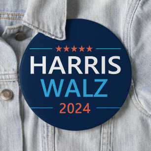 Bóton Redondo 15.24cm Harris Walz 2024 para Presidente