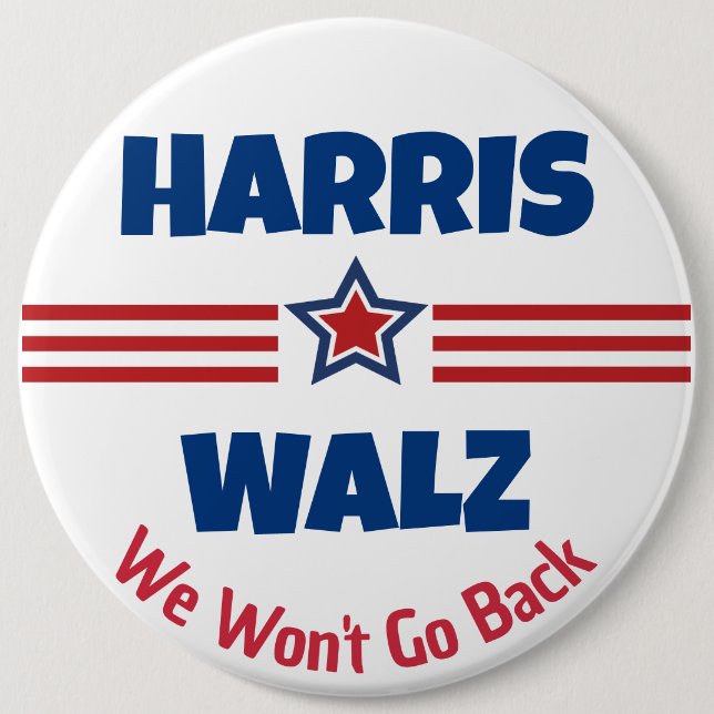 Bóton Redondo 15.24cm Harris Walz Campaign Magnet (Frente)