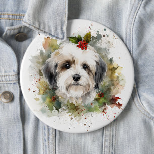 Bóton Redondo 15.24cm Havanês de Natal Wreath Festivo Pup