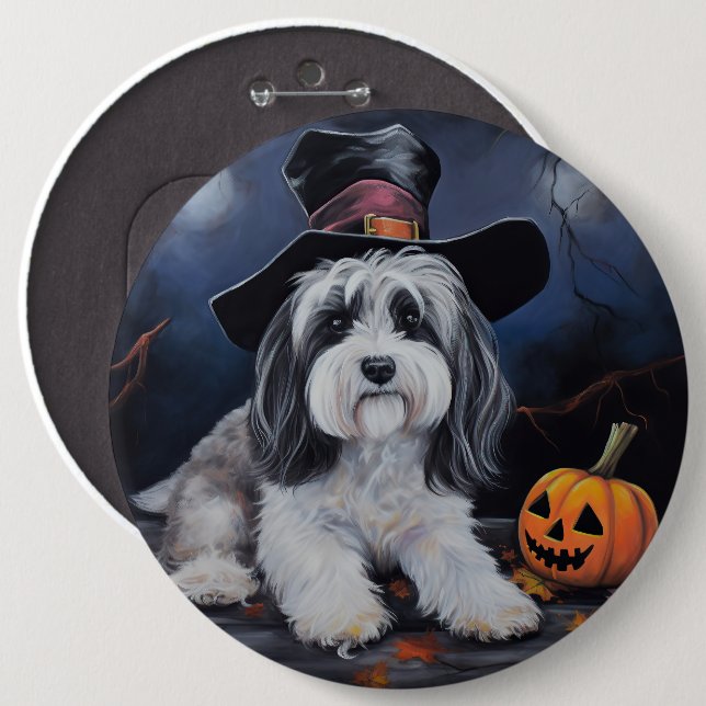 Bóton Redondo 15.24cm Havanese Pumpkins Halloween Scary (Frente & Verso)