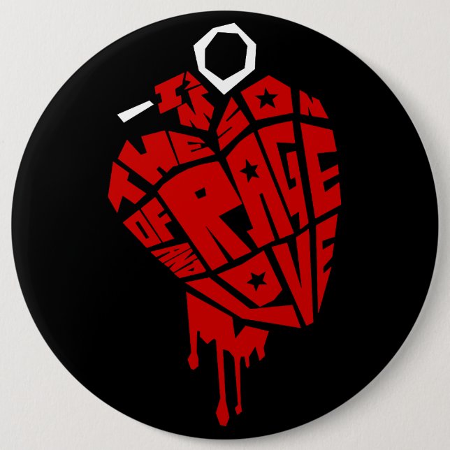 Bóton Redondo 15.24cm Heart Grenade "Son of Rage and Love" (Frente)