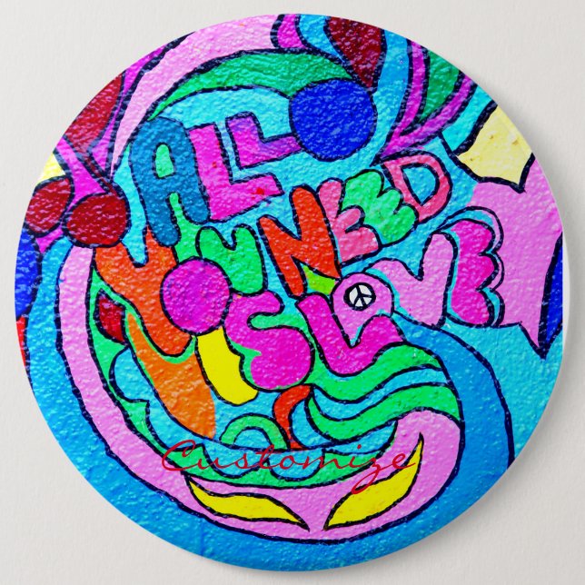 Bóton Redondo 15.24cm Hippie groovy ama Thunder_Cove  (Frente)
