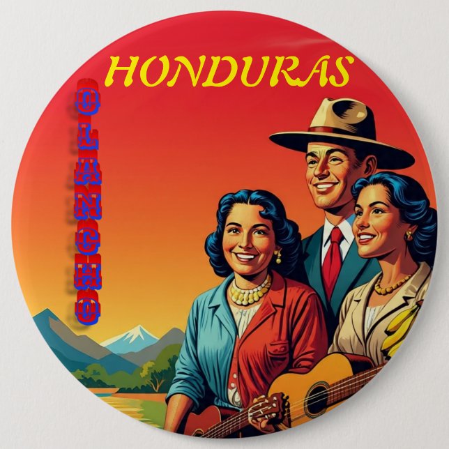 Bóton Redondo 15.24cm  Honduras OLANCHO Retro poster (Frente)