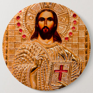 Bóton Redondo 15.24cm Ícone do ouro do Jesus Cristo