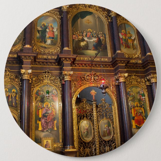 Bóton Redondo 15.24cm Igreja Ortodoxa Grega Santa Trindade (Frente)