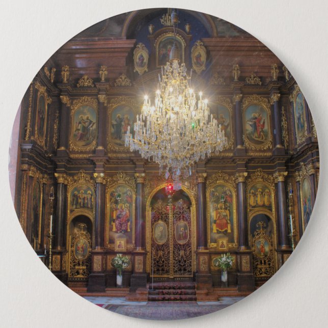 Bóton Redondo 15.24cm Igreja Ortodoxa Grega Santa Trindade (Frente)